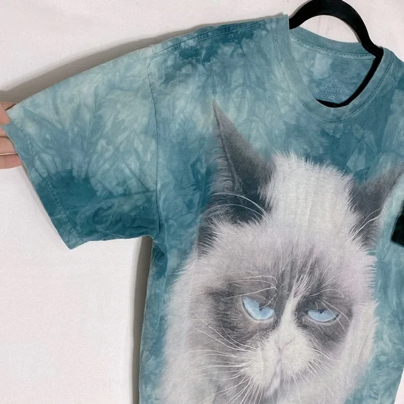 The Mountain Blue Tie Dye Grumpy Cat Graphic Tee T Shirt L - Picture 12 of 16